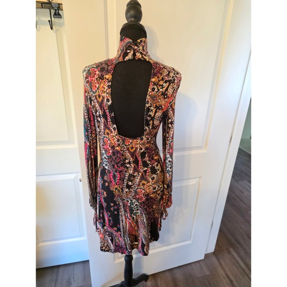 Free People turtleneck dress, cutout back,  long sleeves with ties on sleeves. - Picture 2 of 6